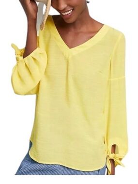 Maeve Verona tied sleeve lightweight blouse small yellow